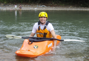 Joaquín con su casco nuevo